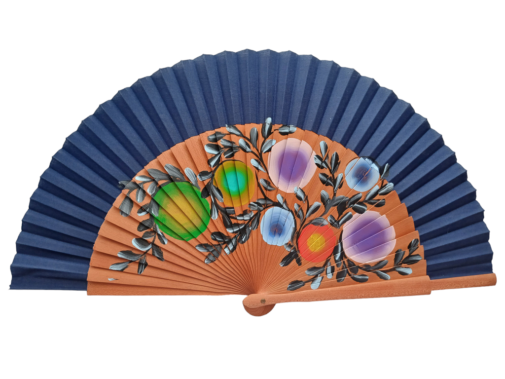 Artístico abanico Fantasía Picassio con figuras geométricas de óvalos coloridos entre enredaderas, un&nbsp; emocionante desorden ordenado capaz de captar todas las miradas.

La pintura de la abstracción geométrica tiene una presencia dinámica, que dotará un increíble aspecto elegante. Disfrute de la energía que propaga el arte pintado a mano y enamórese todos los días de un diseño fuera de lo común.