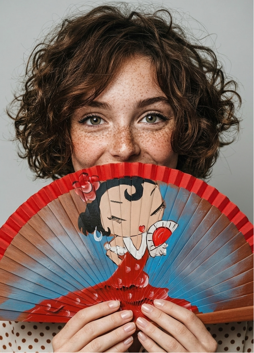 Como nos gusta el divertido abanico artesanal Faralaes Soleá y es que esta graciosa flamenca bailaora pintada a mano es capaz de contagiarnos su salero, garbo y chispa rápidamente.

Con tan solo mirarla nos transmite de manera mágica las ganas de abrir y cerrar el abanico como ella y demostrar el orgullo de disfrutar de nuestro momento, luciendo nuestro temperamento, el jaleo y la expresión mágica del flamenco.

Con un estilo pin-up encantador y una pose de misterio, nuestra flamenca te invita a un juego de