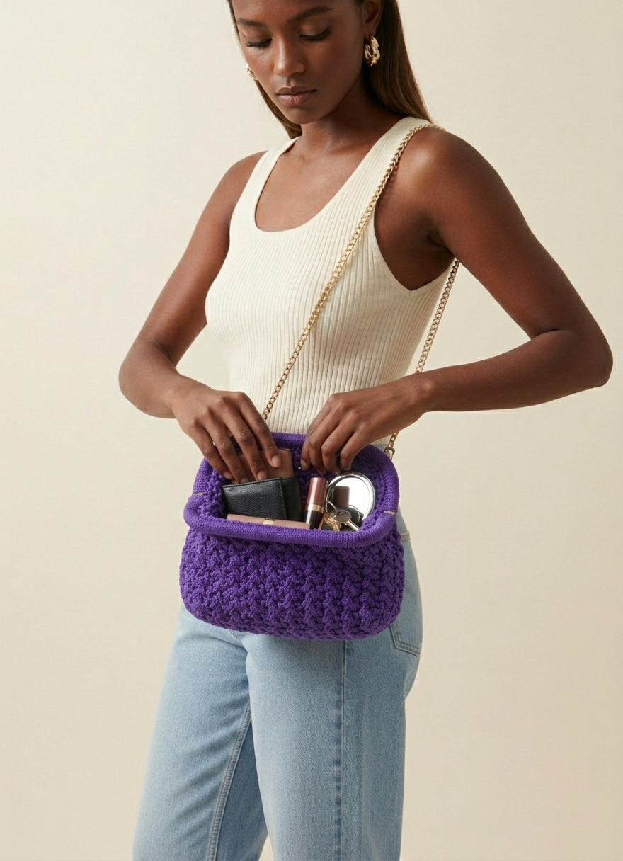 💜 Bolso de Crochet Morado