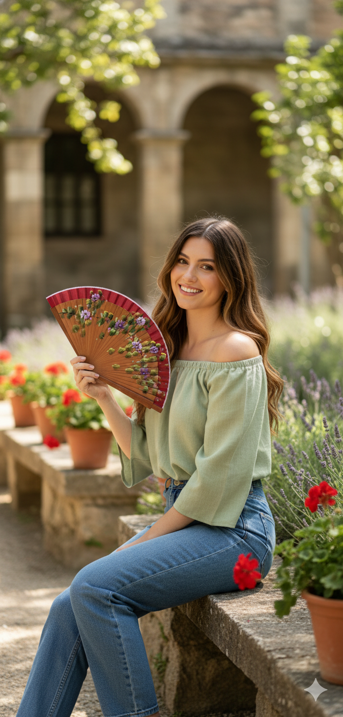 Abanico Flores Lilas