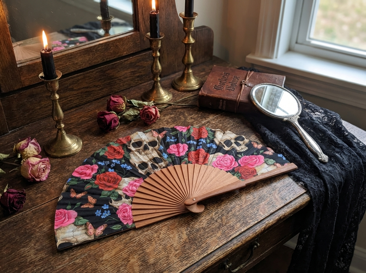 Abanico Death & Roses Fan